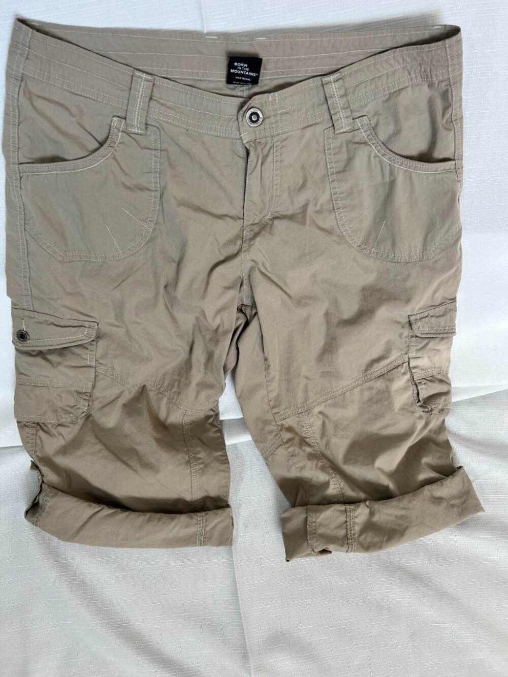 KUHL Kontra Women 12 Roll Up Capri Pants Khaki Tan Cargo Hiking - Picture 10 of 12
